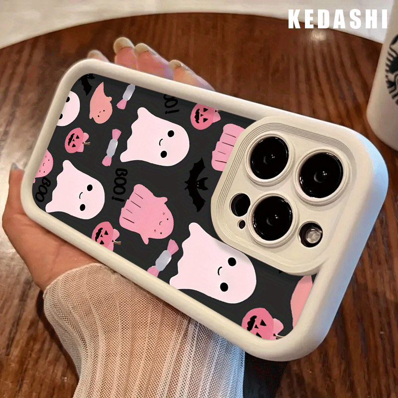 Burgundy Black and White Pink ghost TPU Shockproof Full Cover Precision Protective Case for Apple iPhone16promax, 16 15pro 14PLUS 13 12Pro 12mini 13 mini 11 Pro Max X XSMAX Pattern Printed Phone Case, Easter Gift, Christmas Halloween Decoration/Gift for Girlfriend, Boyfriend, Friends or - Image 8