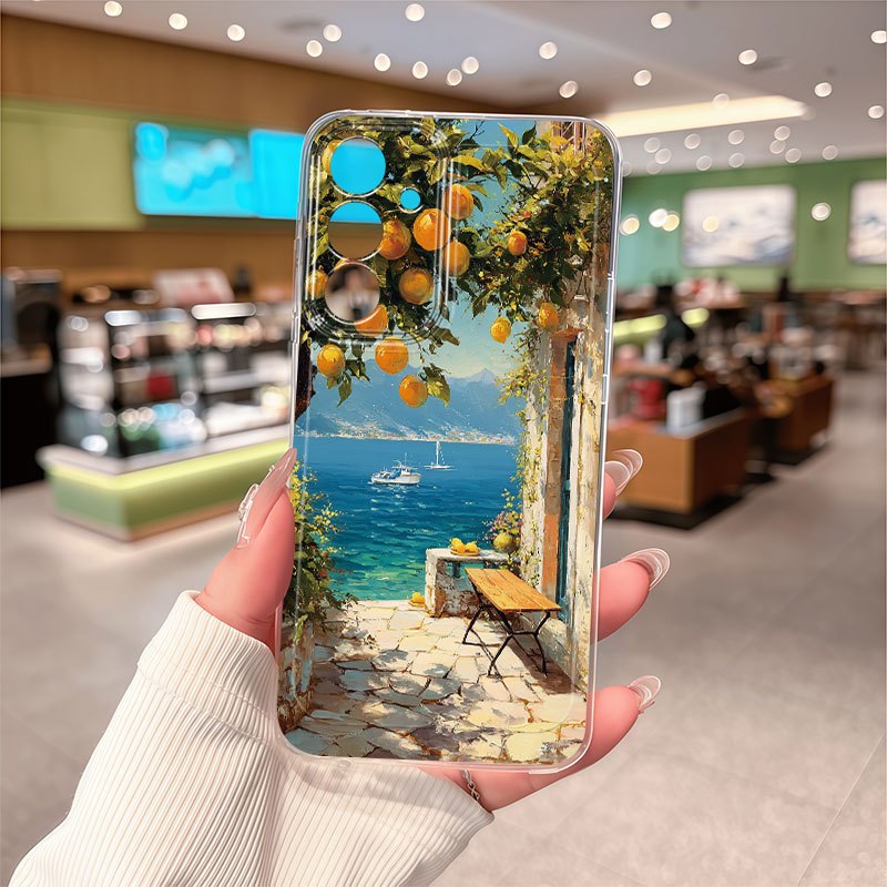 Trda ovitek za telefon: Limonin morski pokrajina 2D natisnjen vzorec, primeren za for Galaxy A5 A3 A02 A34 A13 A14 A32 A24 A12 A50 A54 A70 A73