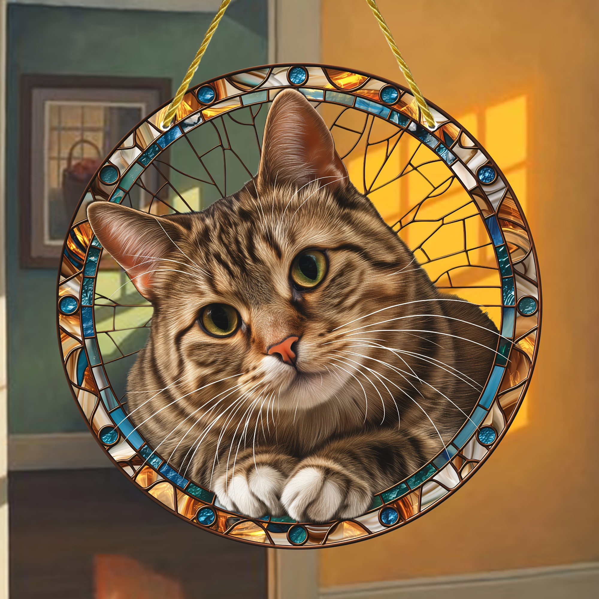 

2d Flat 2d Plane Light - 8"x8" Acrylic Window Decoration, For Cat Lovers, And Wall Art, An For Animal Enthusiasts.