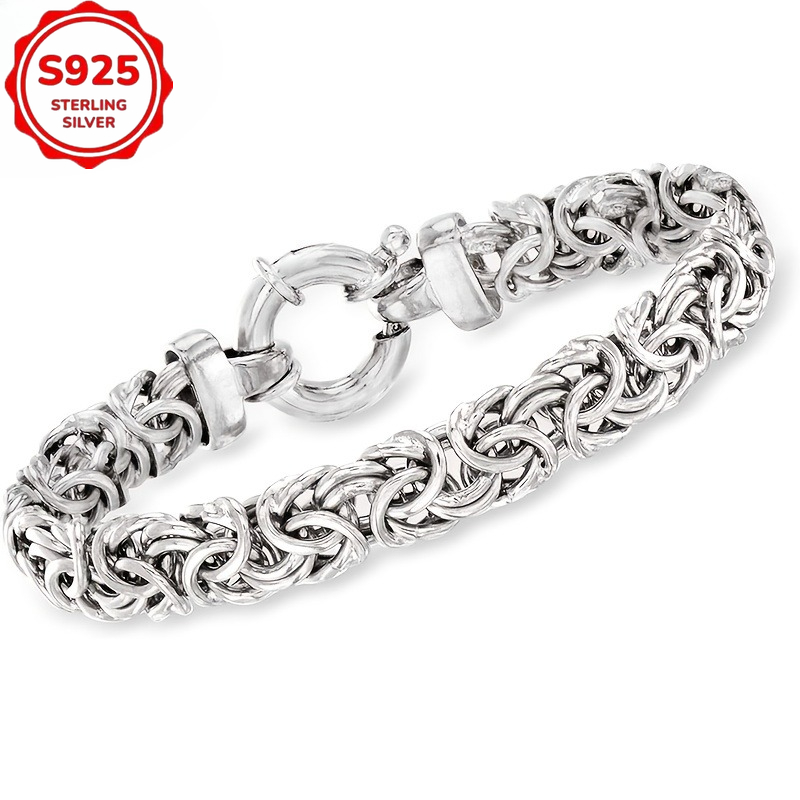 TEMU Bracelet Corde Épaisse en Argent Sterling 925 de 7 mm, Cadeau d'Anniversaire, d'Anniversaire de Mariage, de Cérémonie de Remise de Diplôme, de