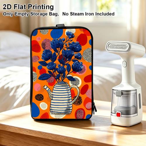 2d flat 1pc blue floral teapot portable garment steamer bag suitable for travel temporary housing handheld ironing accessory for clothes included great gift for travelers 2d flat
