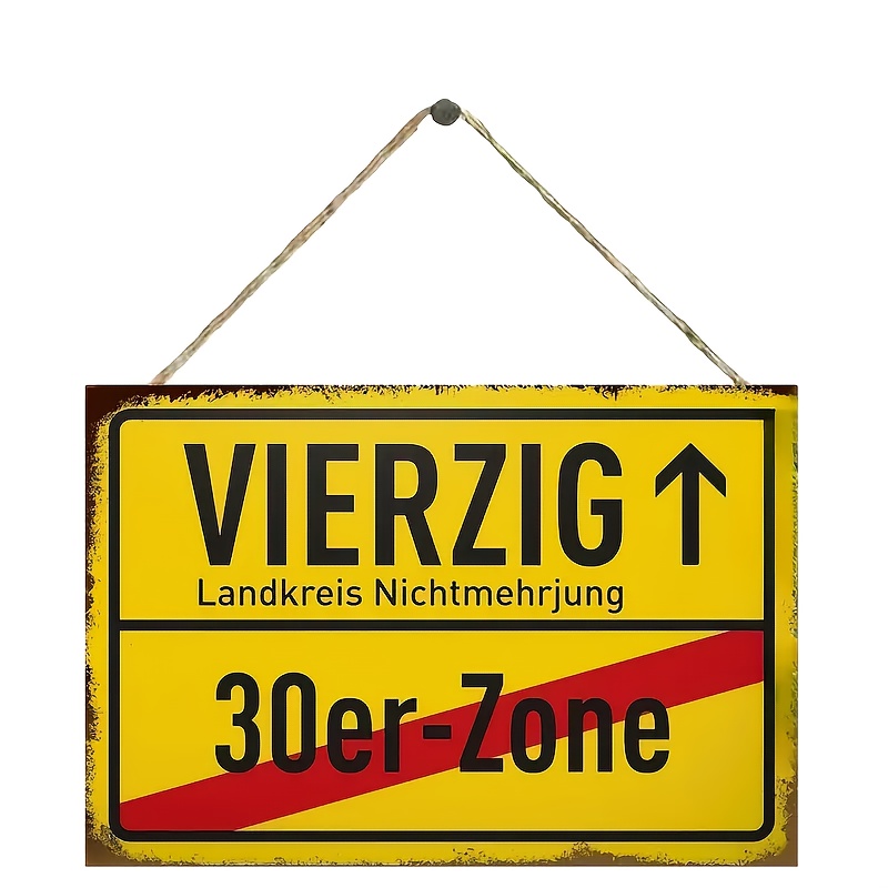 TEMU 2D Flaches Design 1 Klassisches deutsches Geburtstagsparty Dekorations-Schild für 30/40 Jahre - Vintage Holz Wandkunst, " Is Not Old" Geeignet