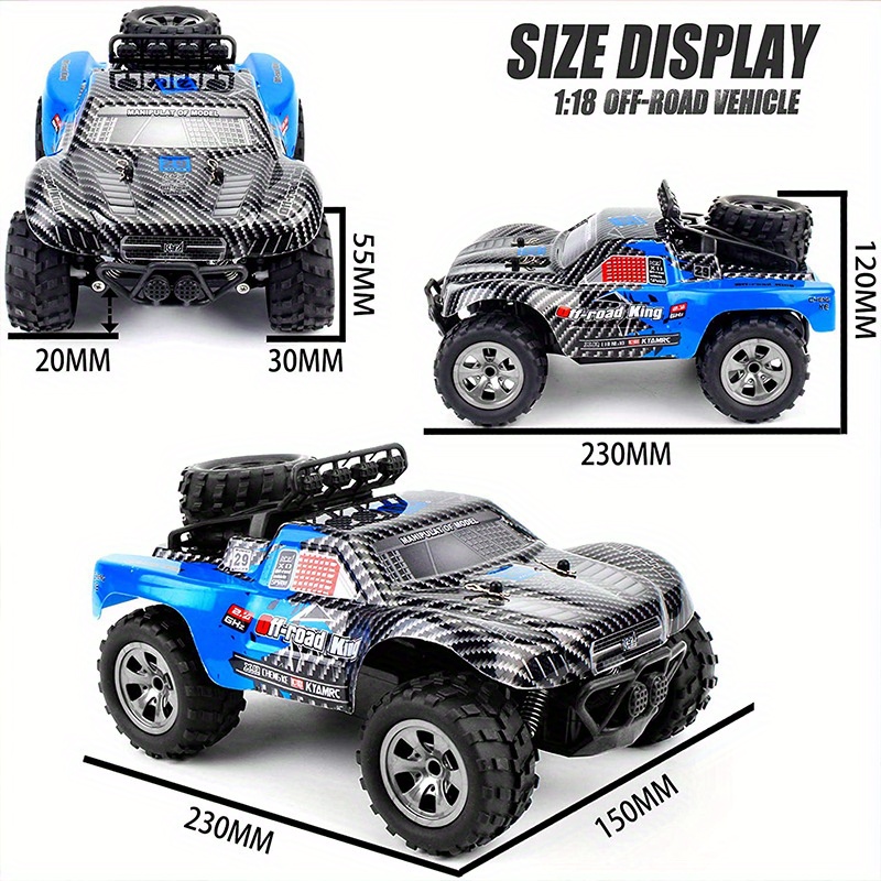 KYAMRC1:18 MPH High-Speed Off-Road RC Car - 2.4G Short Car Racing Climbing Vehicle, 4-Wheel Off-Road Design, USB Rechargeable, 4 Colors (Red/Green/Blue/White) for Outdoor Adventures, Adventure Gear, Durable Plastic Body