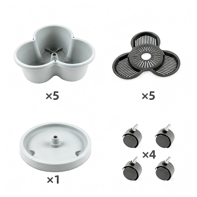 Image of A Must-have For Growing Flowers And Vegetables Is Here! Dark Gray Self-watering Flowerpots Hung And Stacked, And Are Extremely Practical