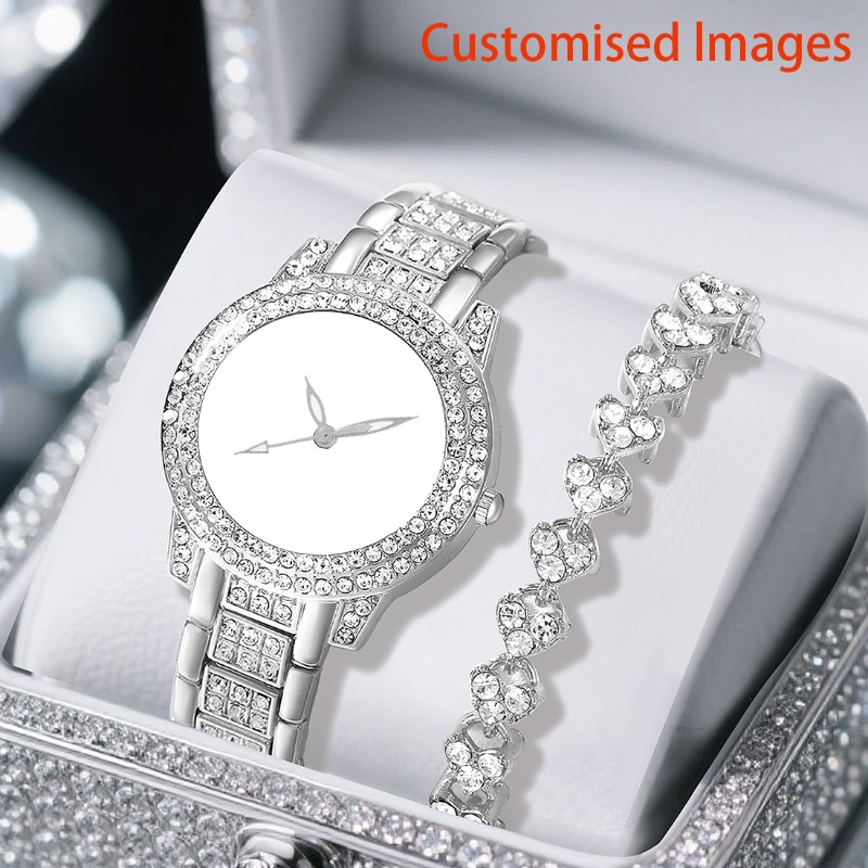 TEMU 1pc Personalized Photo/text Watch - Photo Back & Face, Add Your Own Photos/name/logo, Quartz Watch Suitable For , Elegant Personalized Watch For