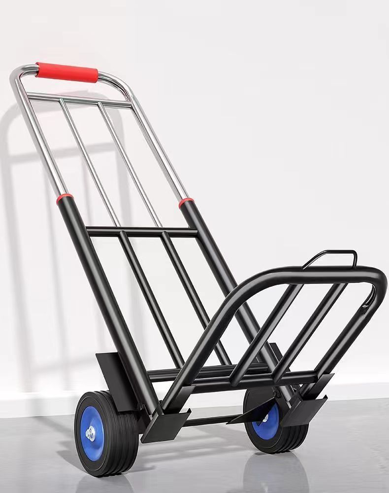 versatile folding trolley with 22 inch pu wheels portable retractable cart for shopping luggage cargo handling details 4