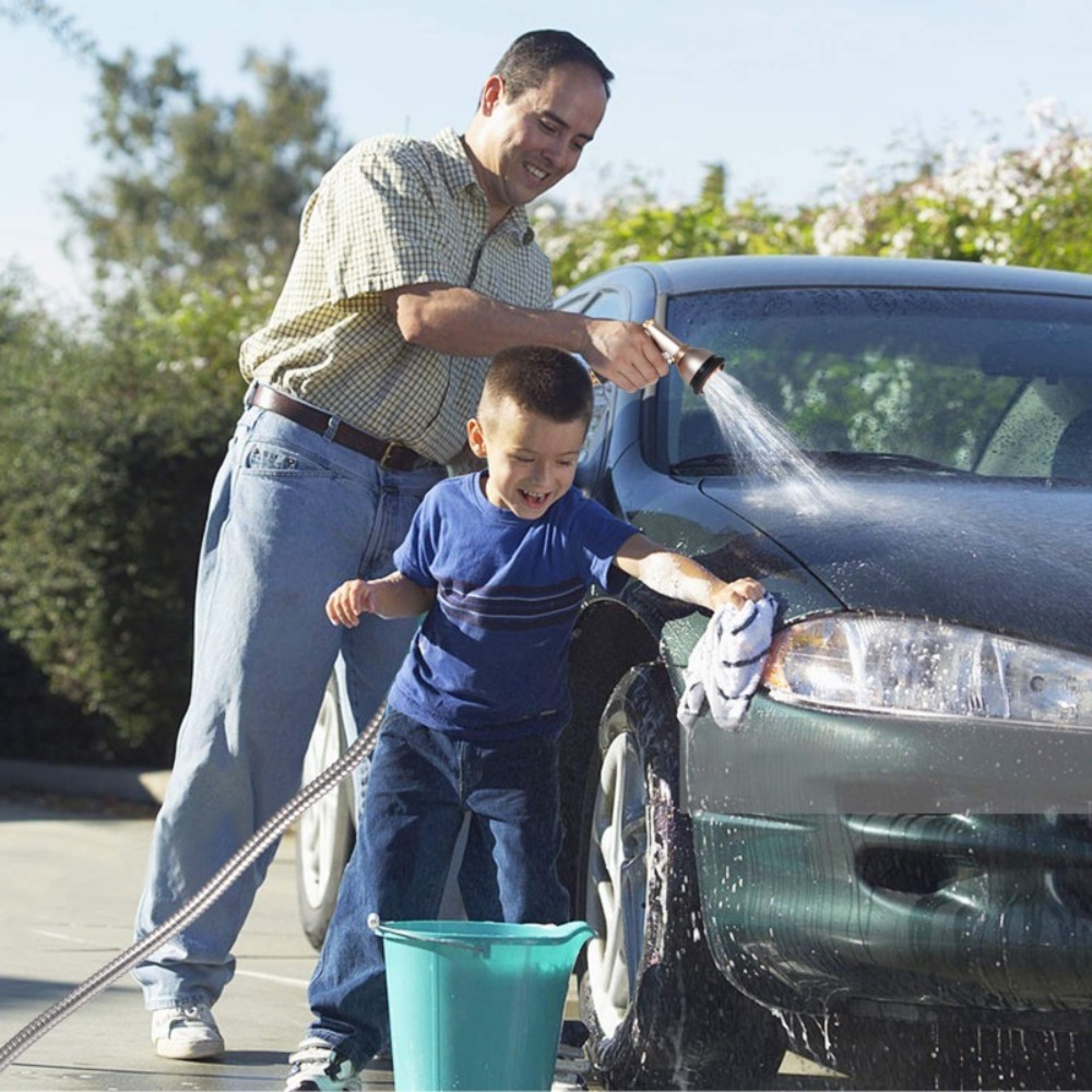 Heavy Duty 100ft/ 50ft Stainless Steel Water Hose with 10 Function Nozzle - Pet Safe High Garden Water Hose, Car Wash Water Hose, No Need to Worry About Pressure, Bend or Stretch, Durable and Break Resistant, with Portable and Wrap-Free Design