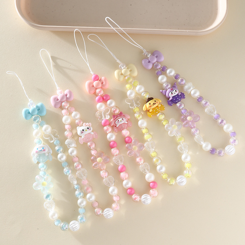 E-shop 5er-Pack Sanrio Hello Kitty Handy-Lanyard | Melody/Kuromido Charakter optional | Universeller Schlüsselanhänger-Clip Dekoration | Modisches und