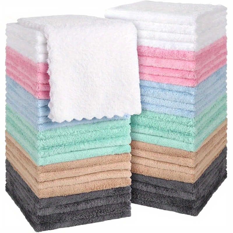 TEMU Ultra Soft Washcloths 20/40/80 Pack, Premium Microfiber 10 X 10 Inches, Absorbent And Quick Drying Coral Velvet Washcloth, Versatile Wash Cloth
