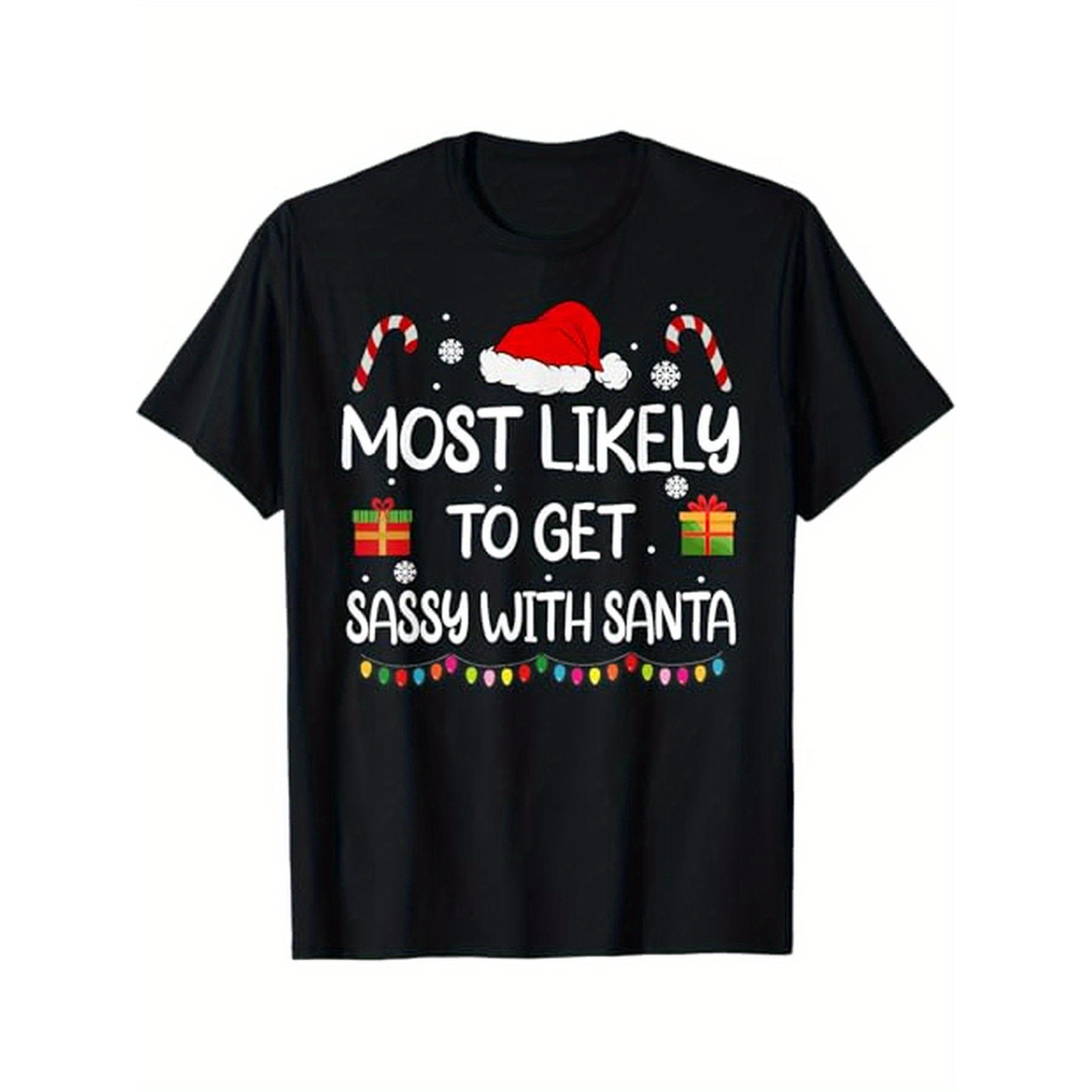 

1pc Christmas T-, Round , , Unisex, Regular Fit, , Graphic Tee For Men And Women