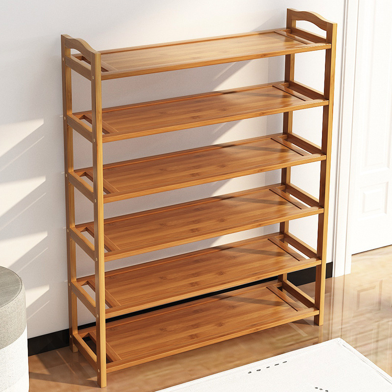 6 tier bamboo shoe rack organizer space saving dustproof hardwood floor standing shelf for closet hallway entryway decorative   storage for multiple pairs of shoes shoe storage organizer