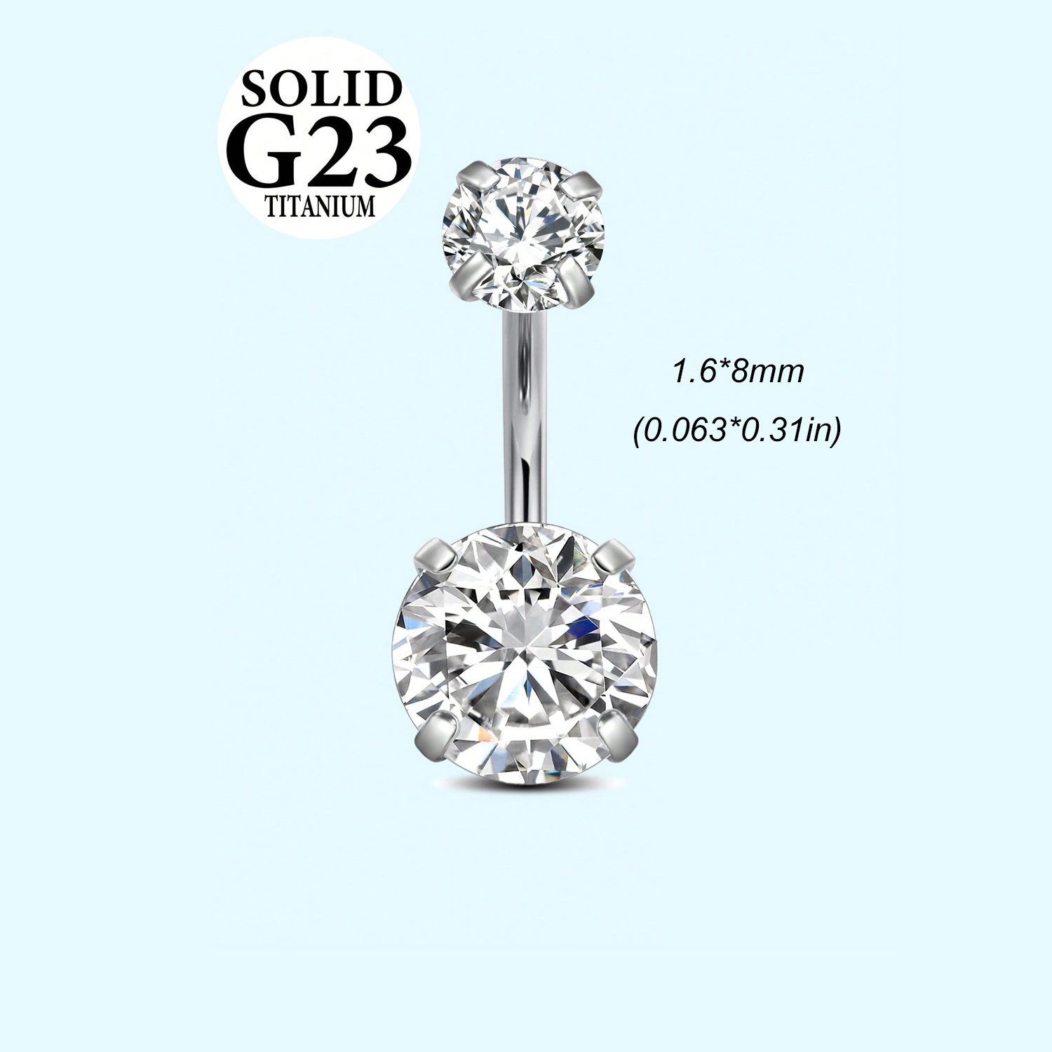 Anneau De Nombril En Titane G23 Stérile - 14G (1,6 Mm), Barre Droite 14 Mm - Piercing Stérilisé à L'oxyde D'éthylène, Pour Premier Piercing - WARRIOR - 6