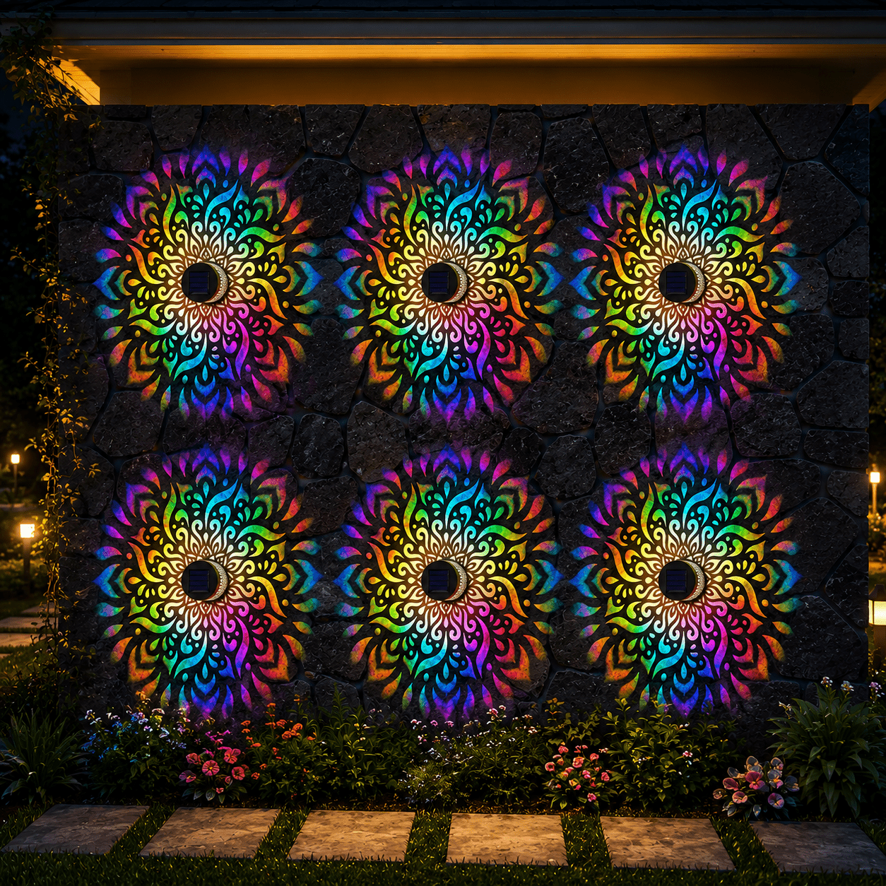 TEMU 6pcs Solar Garden Decor Lights, Colorful Outdoor Landscape Lighting For Patio, Yard, Pathway, Porch, Party & Camping