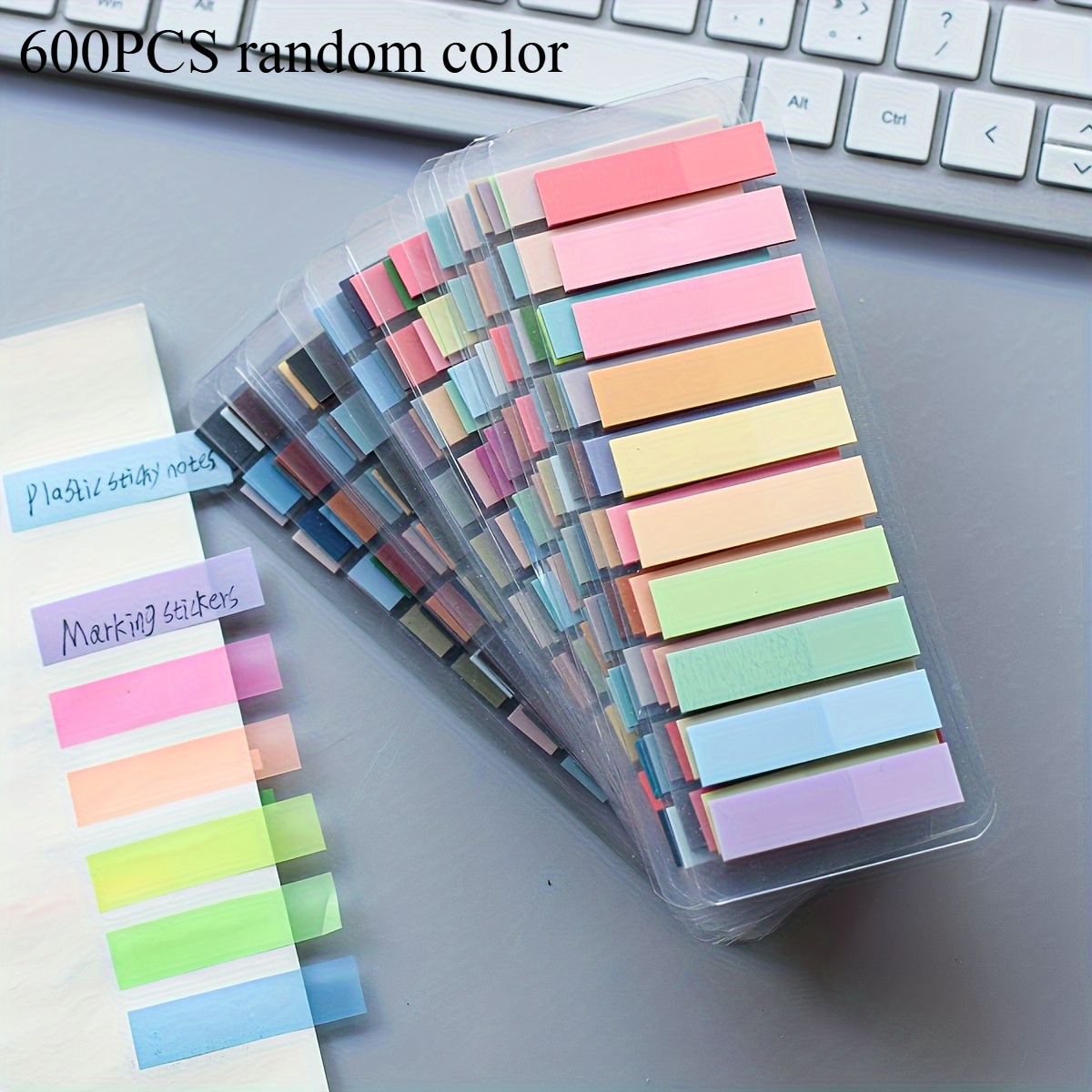 TEMU 600pcs Colorful Book Page Markers - Transparent Sticky Tabs For Organization, Note Taking, And Highlighting, Page Markers|colorful
