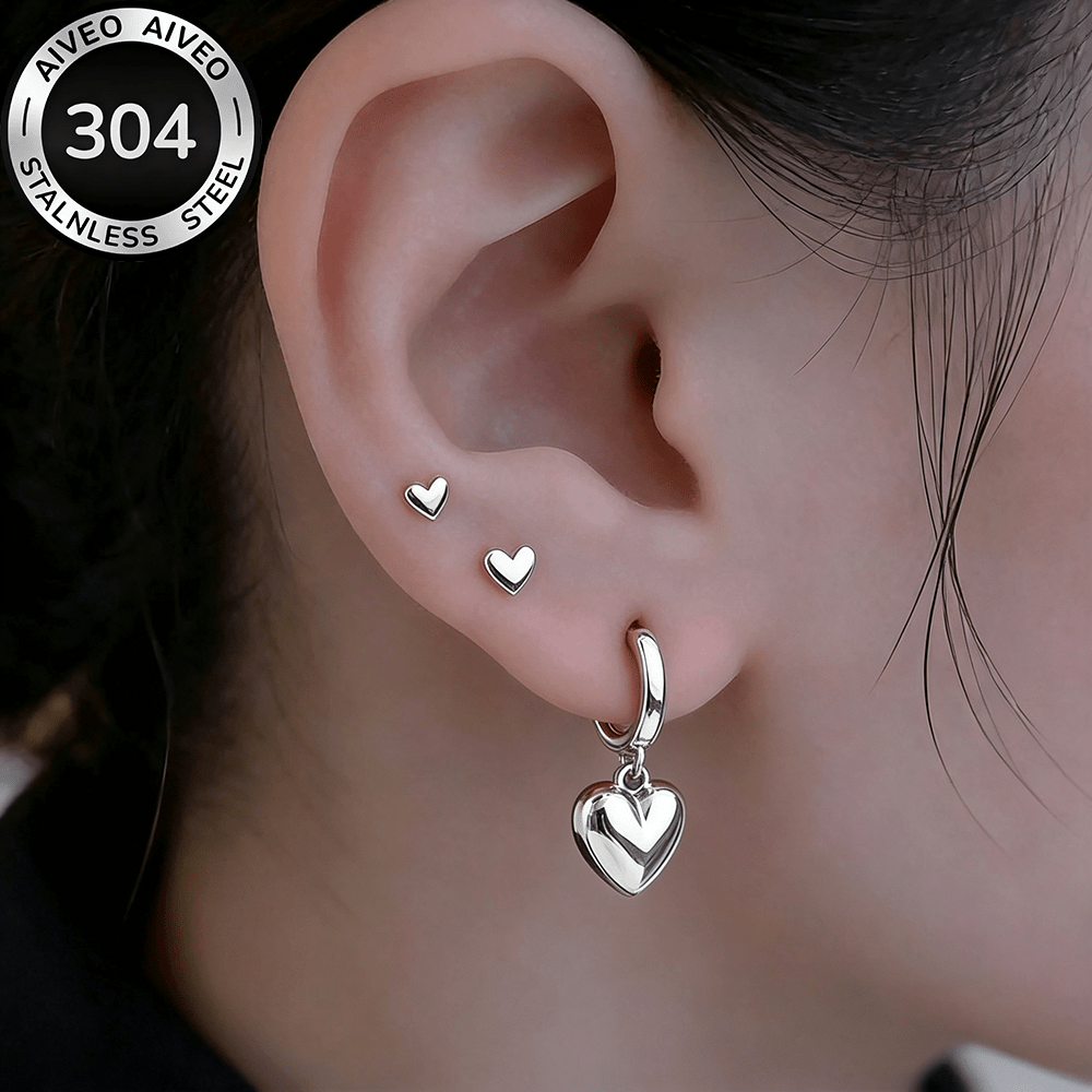 3-Pair Hypoallergenic Golden Stackable Earrings Set