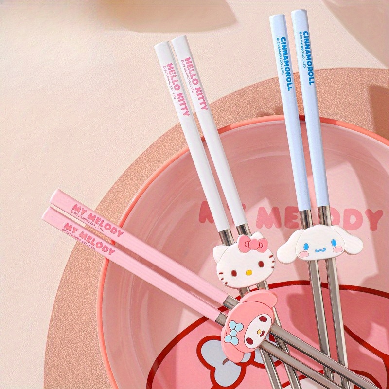 Sanrio for hello kitty Melody for cinnamoroll Stainless Steel Chopsticks Meal-Sharing Special Non-Slip Couple Style Chopsticks Gifts