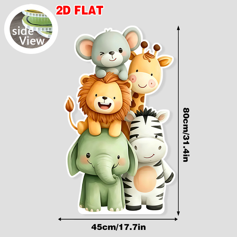TEMU 2d Flat, 2d Flat, 1pc Standee Flat Birthday And Holiday Party Photo Booth Cardboard Cutouts Cute Animal Stack Pastel -durable Resin Material,
