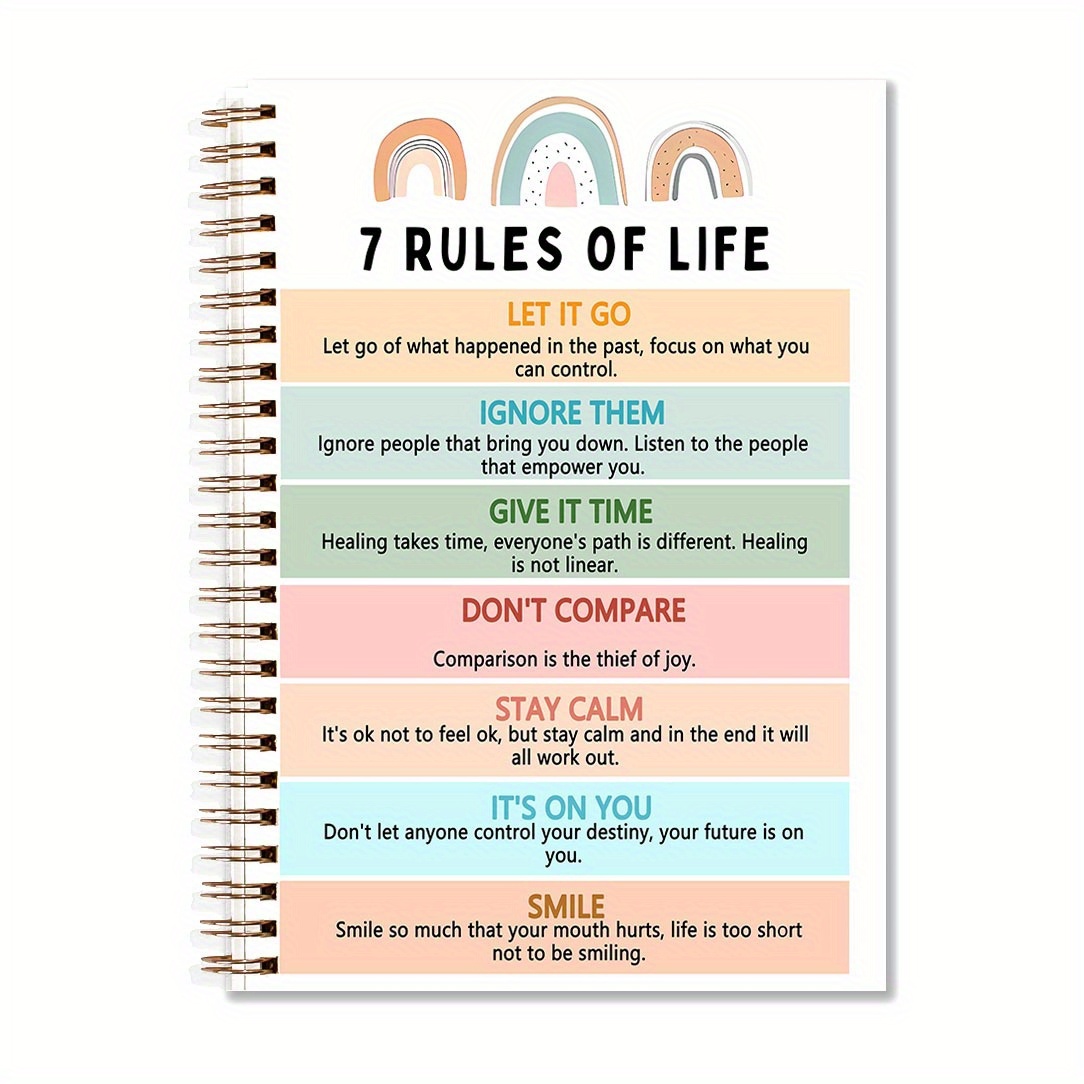 

7 Rules Of Life -bound Hardcover Journal - 5.5x8.3" Inspirational Notebook For Office & School, Perfect Gift With 50 Pages