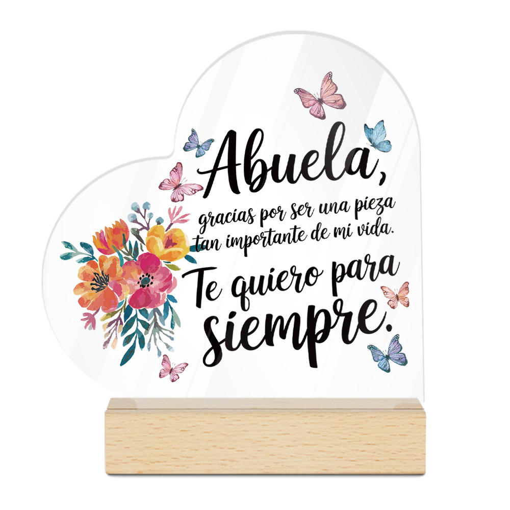 TEMU Letrero de mesa acrílico 2D de , 1 pieza, con base de madera, en español/inglés - "Gracias/Thank You", regalo para , adecuado para decoración de