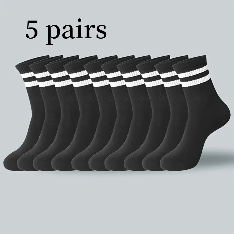 5 Pairs Women's Mid-Calf Socks, Breathable Athletic Socks