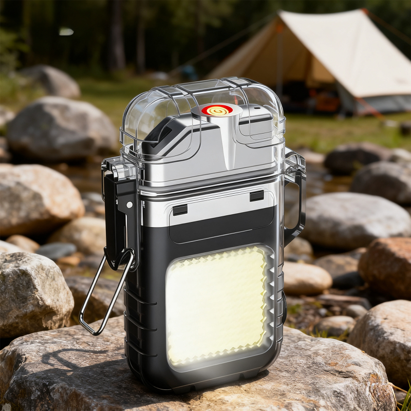 TEMU Transparent Dual Arc Plasma Lighter - Usb Rechargeable, Flameless & Windproof, For Outdoor Camping, Edc, Survival And Tactical Use (1/2-pack),
