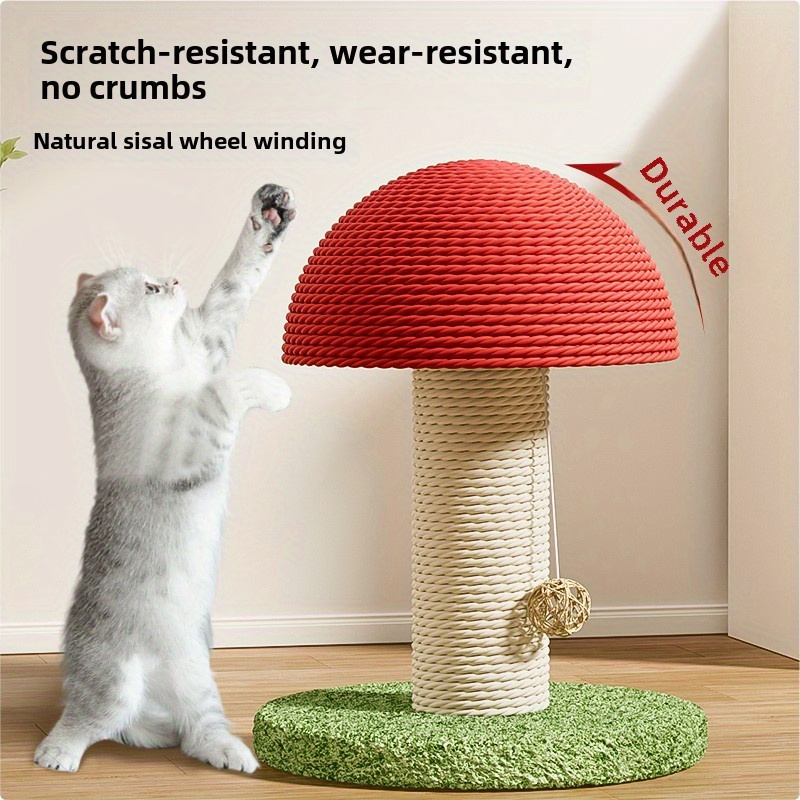 

Sisal Cat Scratching Post With Interactive Teaser Toy - Battery-free, Non-shedding Kitten Play Accessory