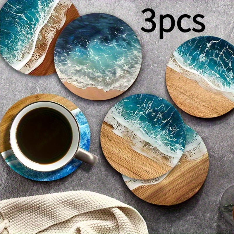 TEMU 2d Flat, Ocean Beach Coasters, Suitable For Cafes, Offices, Kitchens, Restaurants, Birthday Christmas Gifts