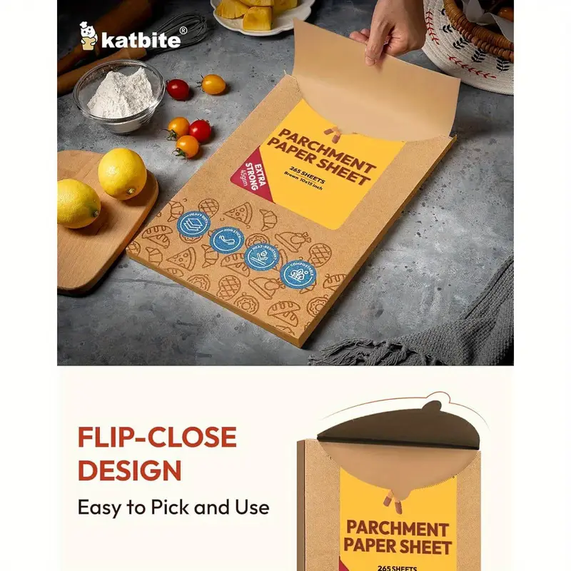 265 sheet heavy duty unbleached baking paper non stick oil proof pre cut large 10x15 inch sheets for pizza bread cakes pastries dumplings kitchens steaming cooking wrap Product details 0