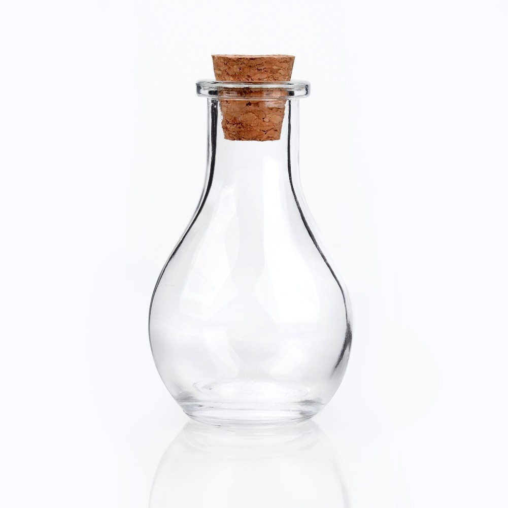 30pcs Glass Bottle For Bead Containers, With Cork Stopper, Wishing Bottle, Clear, 4.9x8.8cm, : 2.2cm In Diameter, Hole: 15mm, Capacity: 55ml(1.85fl. Oz), Diy Craft Materials