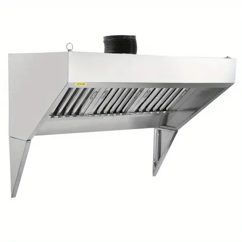 7ft commercial exhaust hood for food trucks concession trailers 201 stainless steel rust resistant vent hood with 3 detachable u shaped grid oil filter mesh no electricity needed for kitchen restaurant outdoor cooking kitchen exhaust hood sleek metallic metal fabric