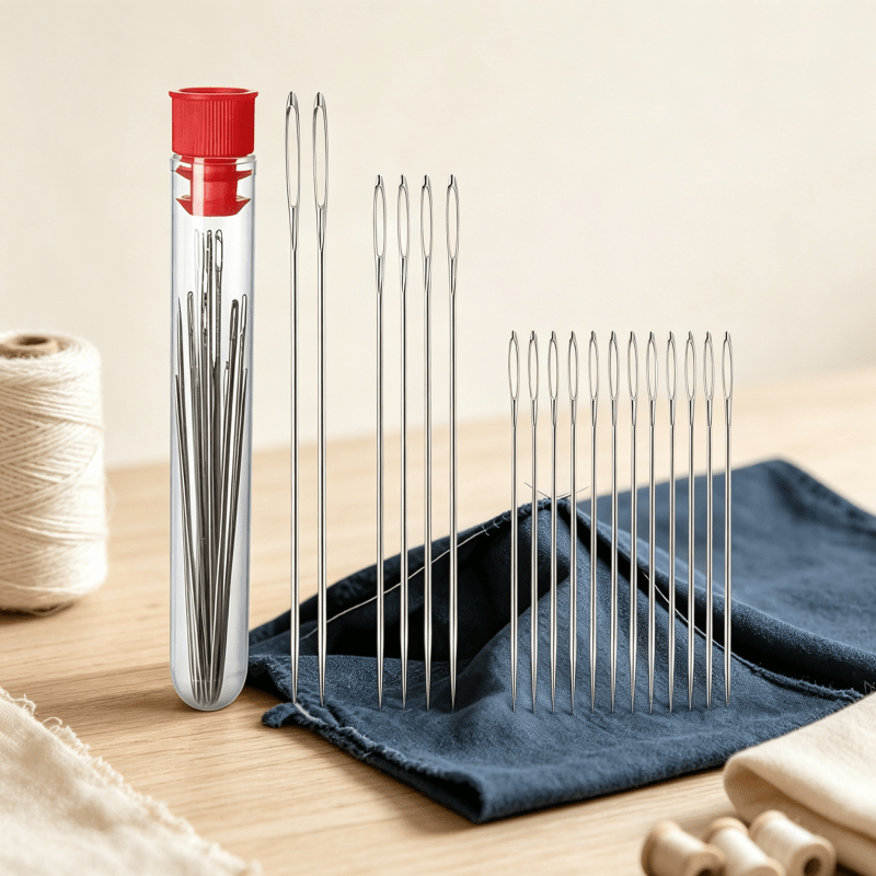 Multi-Size Large-Eye Hand Sewing Needle Set with Threaders