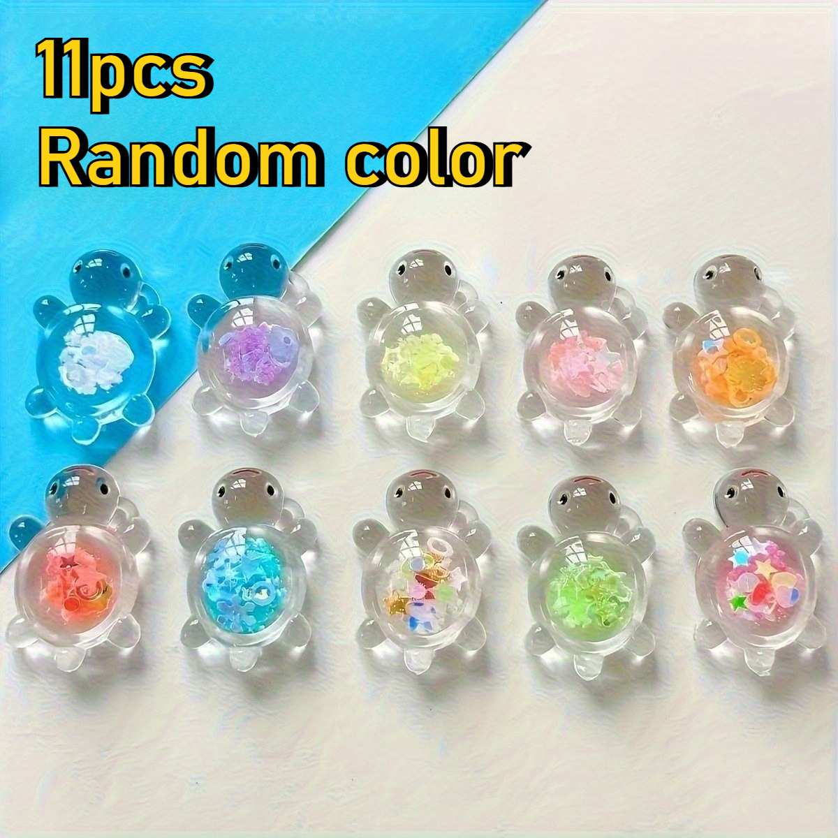 Image of 11pcs Of Luminous Turtle Ornaments, Acrylic Cartoon-themed Pendants, , Necklaces, Key Chains, Home Decoration, Suitable For Indoor And Outdoor Use, Turtle Ornaments, Random Colors