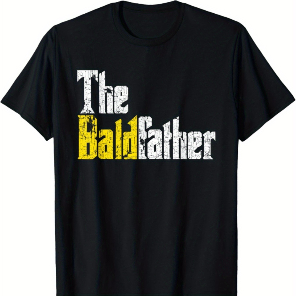 

The Baldfather" Men's Cotton T-shirt - Casual & Breathable, Short Sleeve, Round Neck Tee For Summer & Fall - Perfect Gift Idea