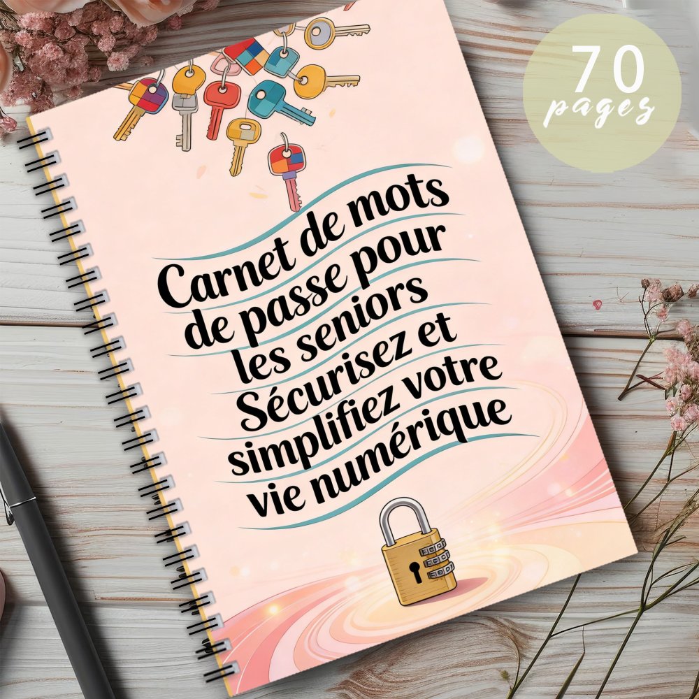 TEMU Carnet de de passe français à spirale, 1 pièce, pour seniors, sécurisez et simplifiez numérique en organisant les informations de aux sites Web,