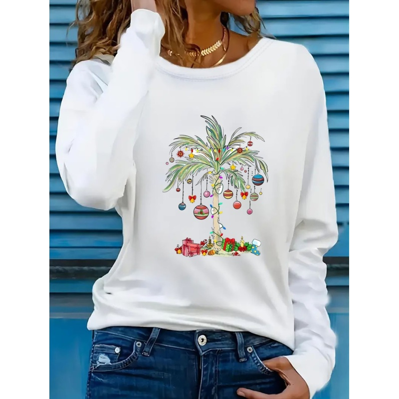 

Women's Christmas Long-sleeve T- - Polyester , Top