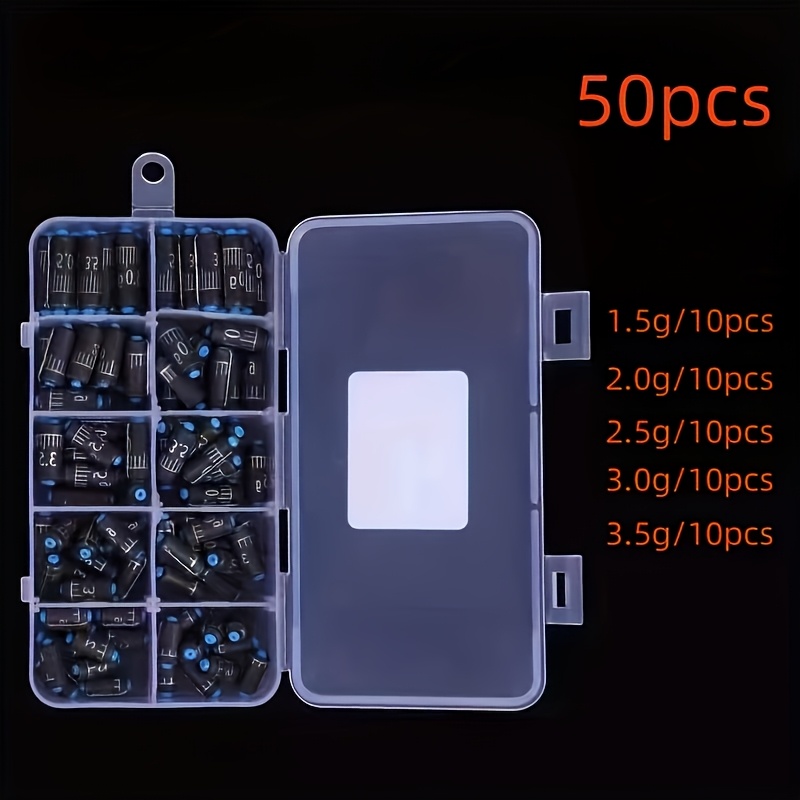 Image of 50pcs- 100pcs Fishing Lead Sinkers With Scales Cut At Will. Sinker Set Includes 50pcs 1. 5g/ 2. 0g/ 2. 5g/ 3. 0g/ 3. 5g Space Beans And 10 Figure Rings 100pcs