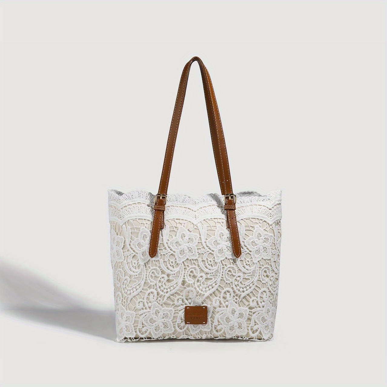 A 2025 New Lace Tote Bag, Featuring Heavy-duty Lace, a Spacious Interior, a Magnetic Snap Closure, and a Bucket-style Design. Soft and Foldable, It Makes a Great Gift for Mom. An Elegant Everyday Commuter Shoulder Bag