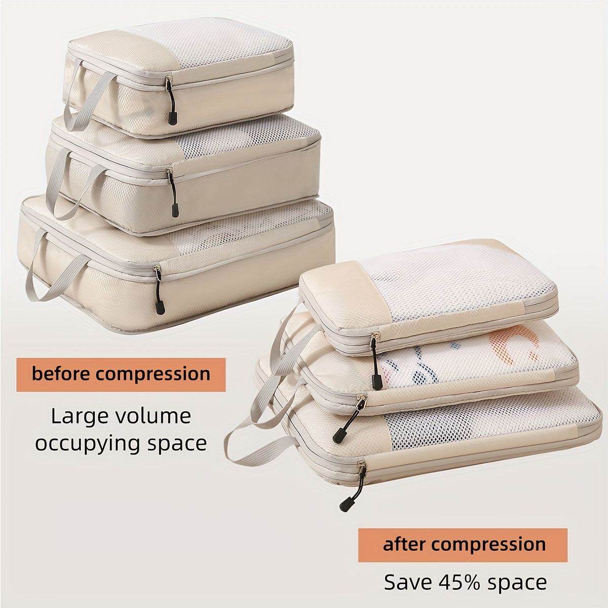 TEMU 3pcs Travel Compression Packaging Box Set, Travel Bag Packaging Cube, Luggage Organizer, Travel And Vacation Essentials, Portable Luggage