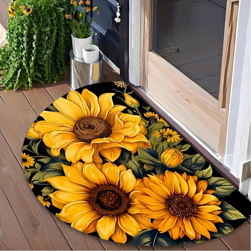 TEMU A Sunflower-patterned Flannel Doormat For The Sunflower Entrance, Entryway, Kitchen, And Bathroom