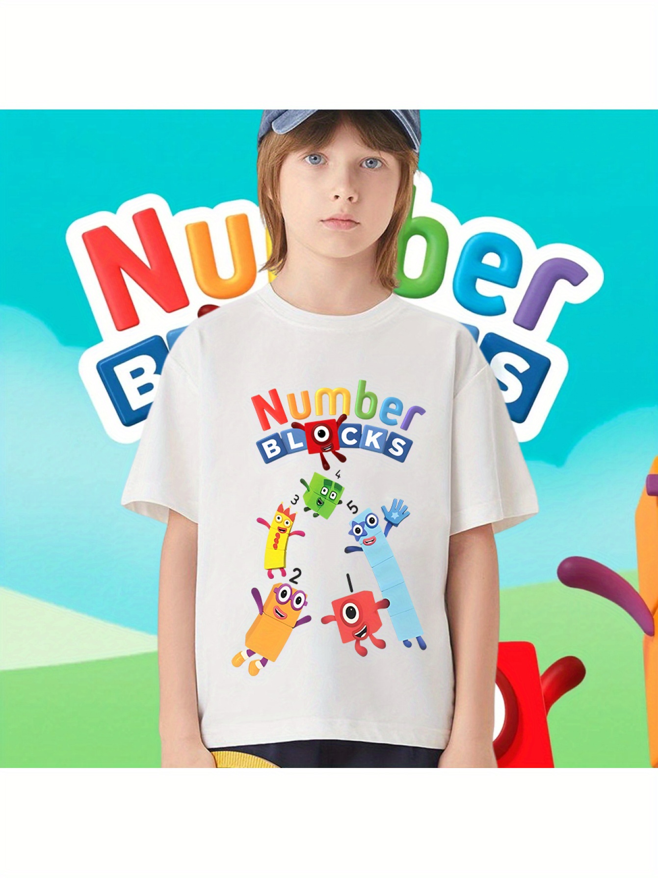 camiseta niños bloques numéricos camiseta Temu Ecuador