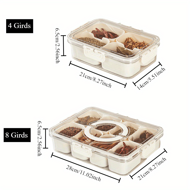 clear snack box container with lid handle 6 compartment portable serving tray for fruits veggies nuts and candy stackable food organizer for fridge picnic party beach and rv   tray 5