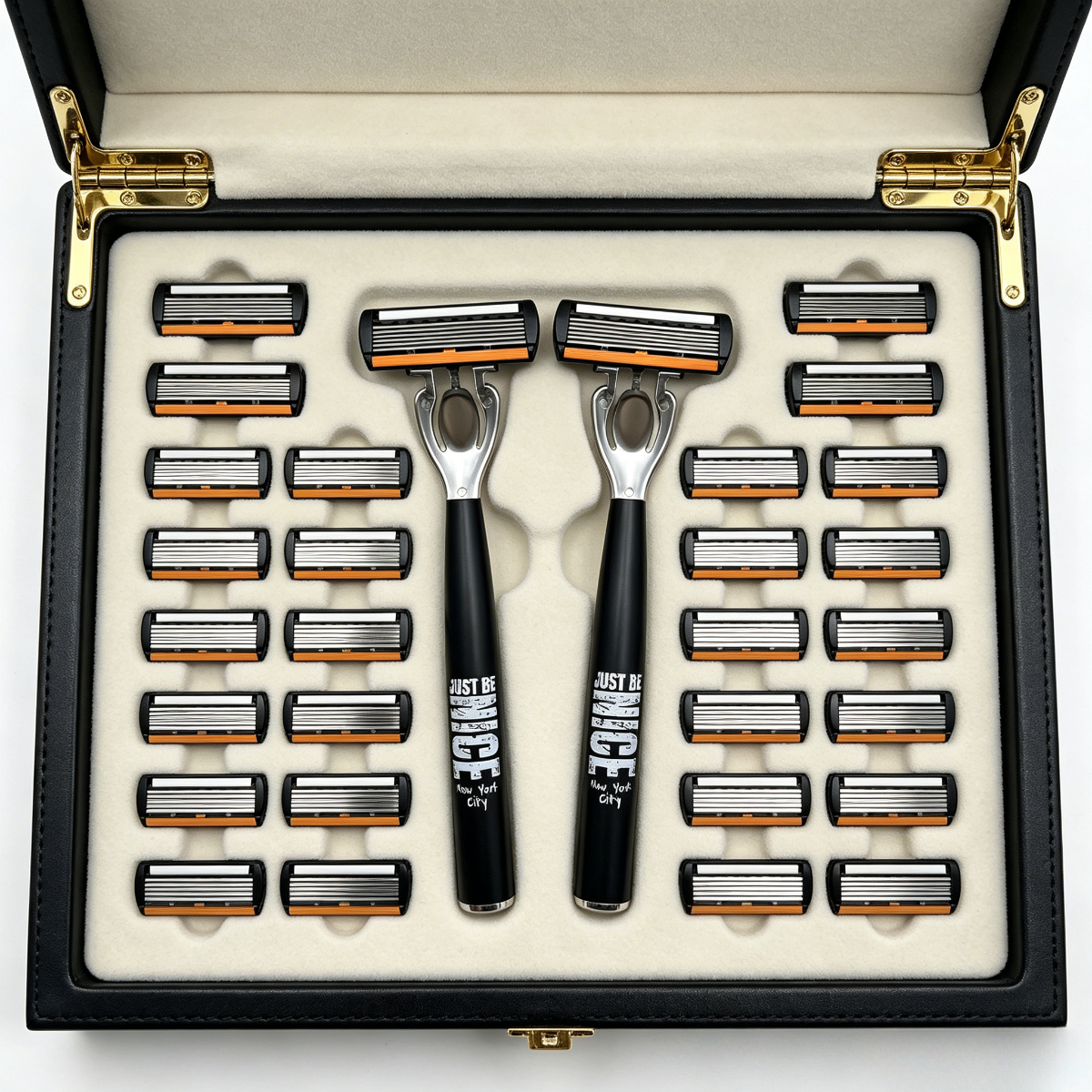 imagem do item conjunto de   manual 6 camadas com 30 lâminas de substituição, cabo   nice | conjunto de   de segurança manual masculino com lâminas de aço inoxidável de 6 camadas e tira   de   |   reutilizável,  , confortável e  , enxaguamento   para   limpeza