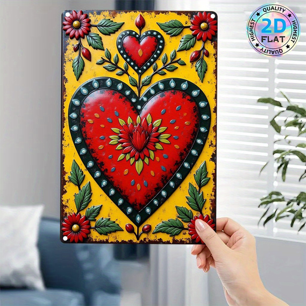 TEMU 2d Flat, [2d Flat]1pcs Aluminum Decorative Plaque & Sign Floral & Perfect For Art Lovers Ideal For Living Room Or Gallery Wall Vibrant