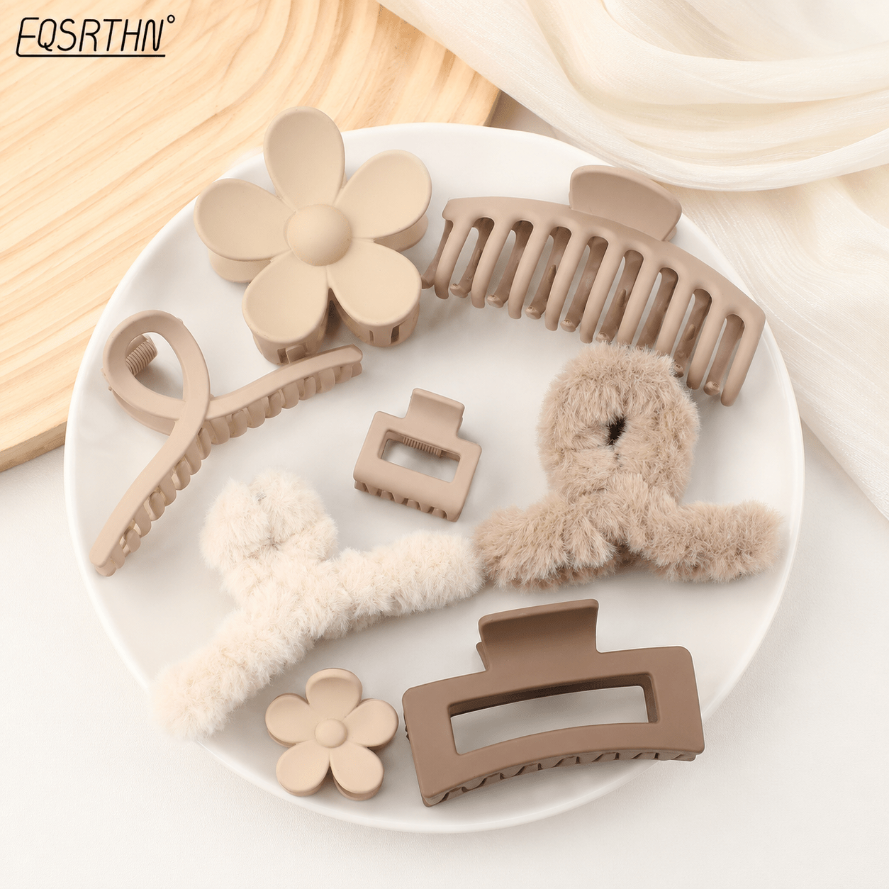8pcs Matte Flower Hair Claw Clips, Elegant Sturdy Accessories