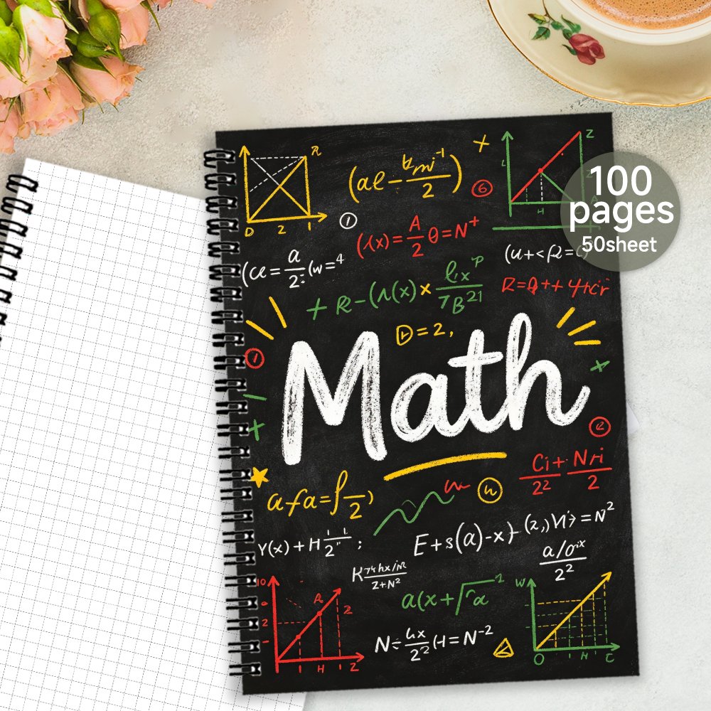 TEMU 1pc Spiral Notebook Journal Planner, Chalkboard Math Themed Ruled Paper Diary, Notebook For Office & , Ideal Gift For Her/him