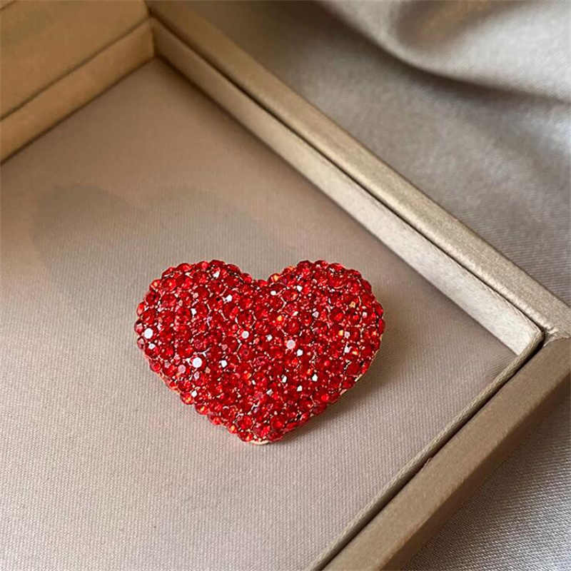 Image of 1pc 18k Golden Plated Red Heart Brooch With Gift Box, Christmas Valentine's Day Wear, Suitable For