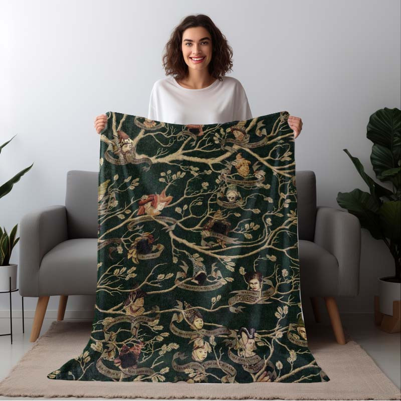 

1pièce Famille Arbre Motif Couverture - Imprimé Numérique Polyester, Flanelle Confortable Toutes Pour Salon, Chambre, Canapé, -, Voyage, Camping - Idéal Cadeau de Noël, Mariage, Anniversaire