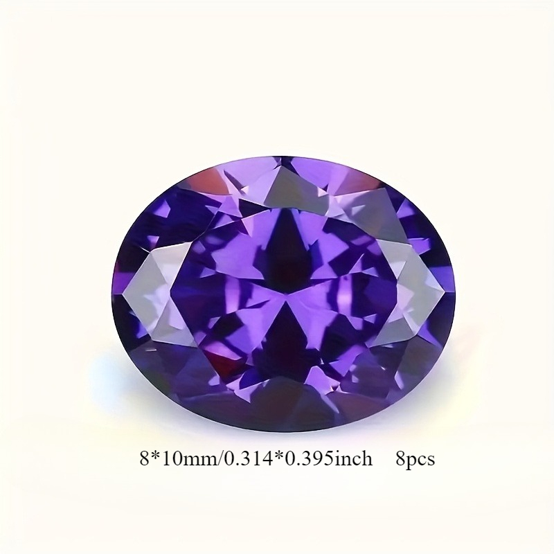 TEMU 8-teiliges Set ovale Amethyst Glas Kristalle für Schmuck Ring Anhänger Einfassung