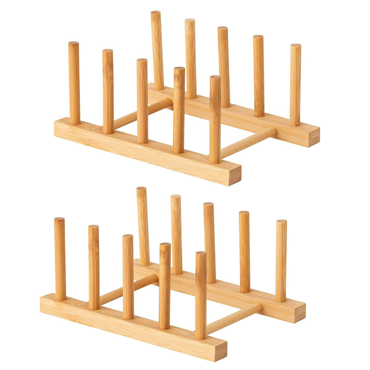 2pcs Vertical Wooden Plate Rack, Dish Rack, Pot Lid Rack, Kitchen Storage Rack Such As Cups, Books, Cutting Boards, Saucers, Etc. 6-slot Vertical Drying Rack
