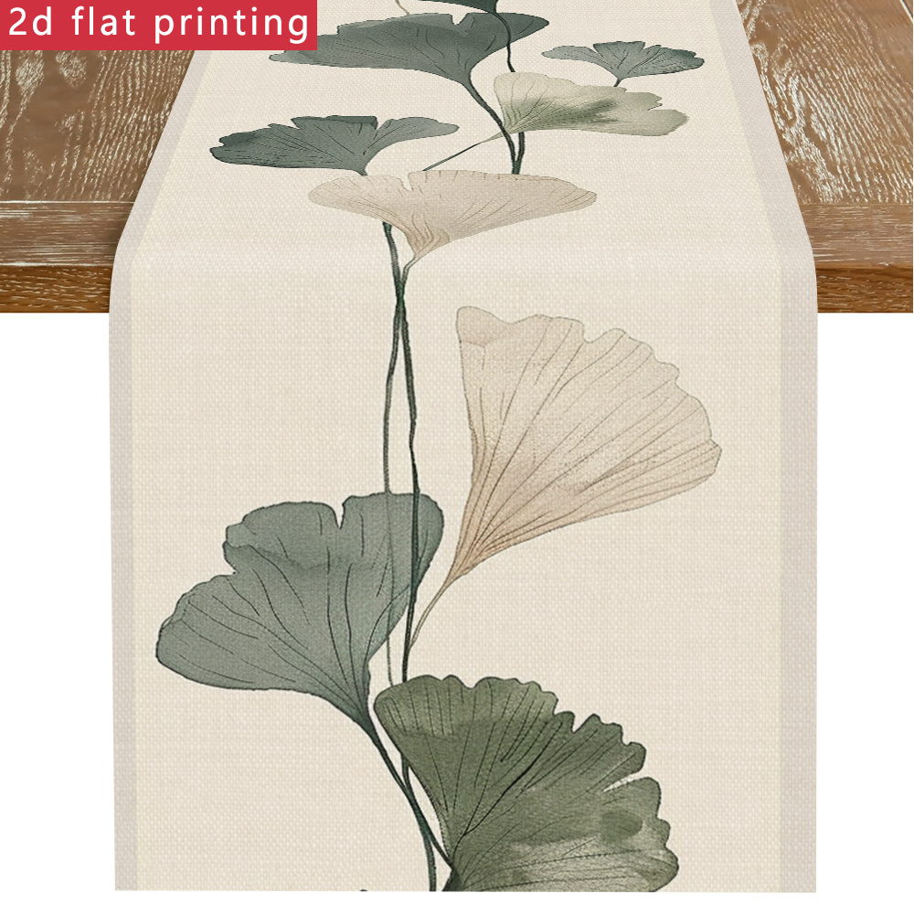 1pc, 2d Flat Printing, Multi-colored Ginkgo Leaf Vertical Distribution Pattern Table Flag Print, Fresh And Elegant Theme, Autumn Decoration, Festive Gift, Daily Home Gathering Arrangement